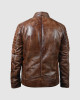 Brown Waxed Biker Leather Jacket Brown Waxed Biker Leather Jacket