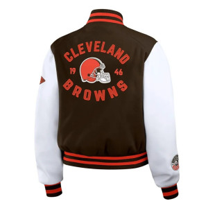 Brown/White Cleveland Browns Varsity Full-Zip Jacket
