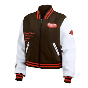 Brown/White Cleveland Browns Varsity Full-Zip Jacket