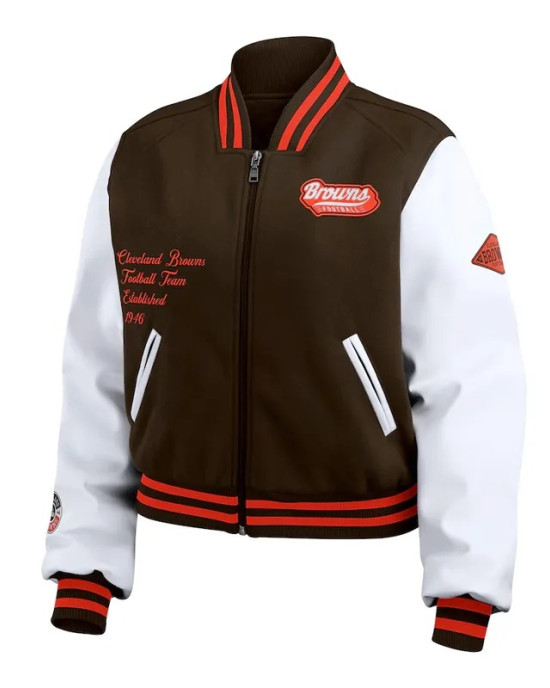 Brown/White Cleveland Browns Varsity Full-Zip Jacket