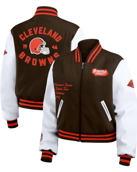 Brown/White Cleveland Browns Varsity Full-Zip Jacket