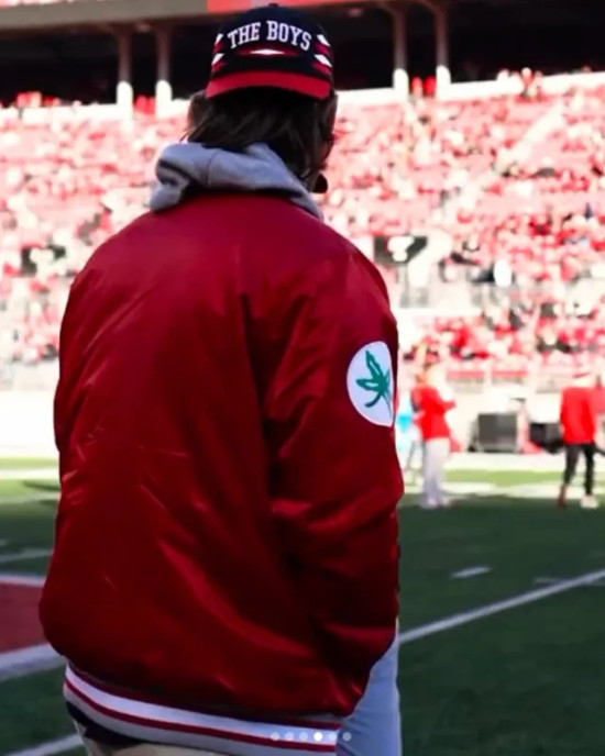 Bryce Harper Ohio State Bomber Full-Snap Red Satin Jacket Bryce Harper Ohio State Bomber Full-Snap Red Satin Jacket