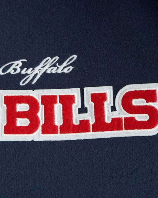 Buffalo Bills Blue and Eggshell Varsity Bomber Jacket
