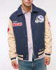 Buffalo Bills Blue and Eggshell Varsity Bomber Jacket