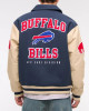 Buffalo Bills Blue and Eggshell Varsity Bomber Jacket