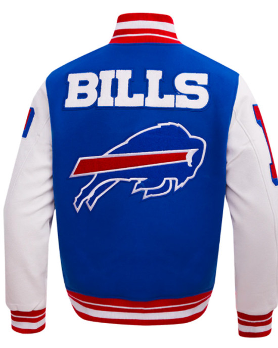 Buffalo Bills Mashup Rib Varsity Wool/Leather Jacket Buffalo Bills Mashup Rib Varsity Wool/Leather Jacket