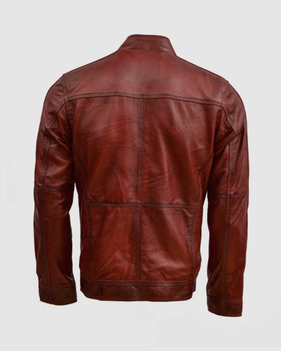 Burgundy Waxed Leather Jacket