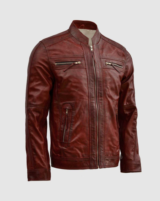 Burgundy Waxed Leather Jacket