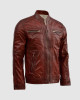 Burgundy Waxed Leather Jacket