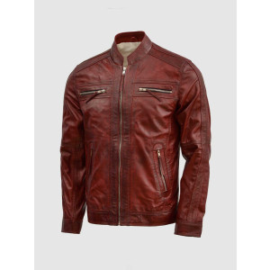 Burgundy Waxed Leather Jacket