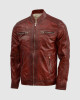 Burgundy Waxed Leather Jacket