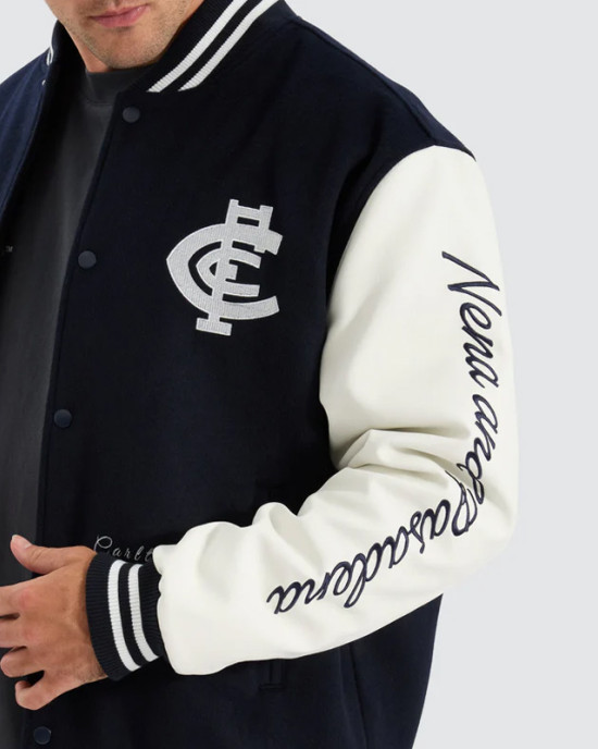 Carlton Blues Varsity Navy and White Jacket