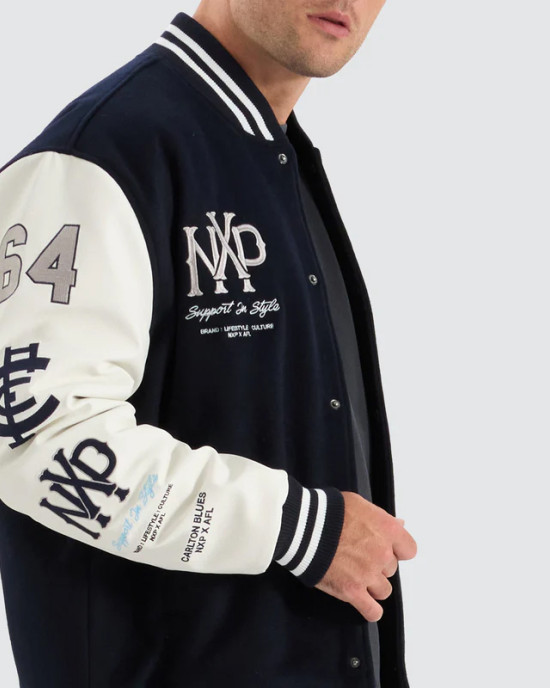Carlton Blues Varsity Navy and White Jacket