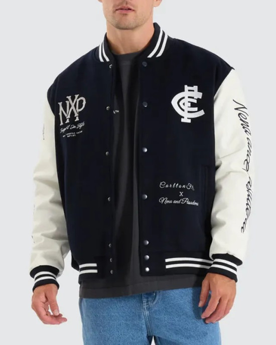 Carlton Blues Varsity Navy and White Jacket