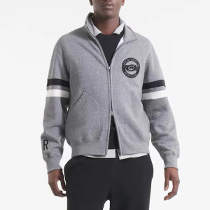 Carolina Hurricanes Heather Gray Striped Fleece Jacket