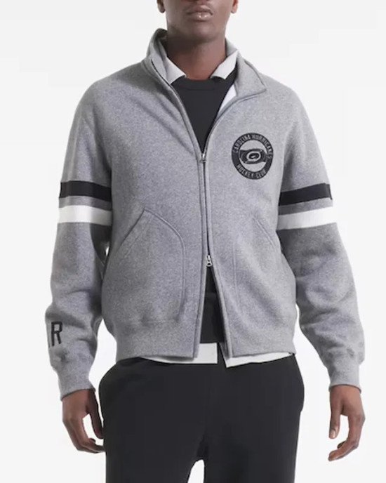 Carolina Hurricanes Heather Gray Striped Fleece Jacket Carolina Hurricanes Heather Gray Striped Fleece Jacket