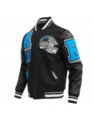 Carolina Panthers Mashup Rib Varsity Wool and Leather Jacket