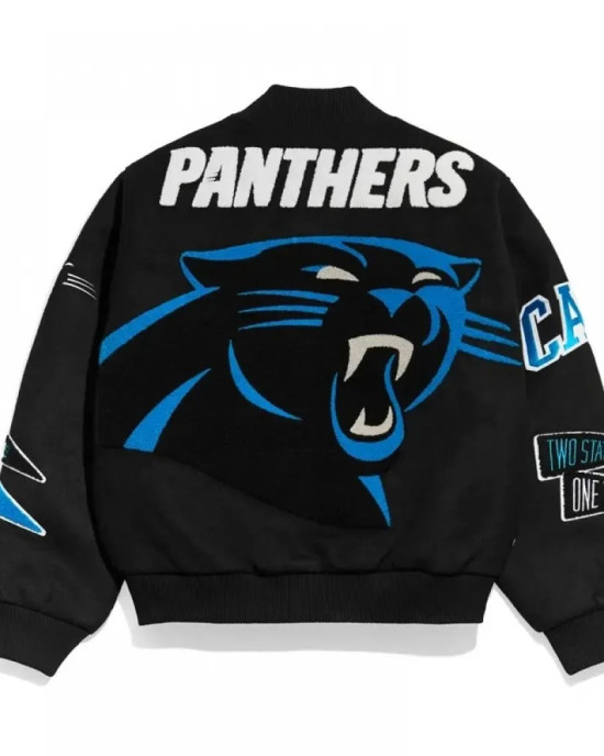 Carolina Panthers Pennant Black Varsity Wool Jacket Carolina Panthers Pennant Black Varsity Wool Jacket