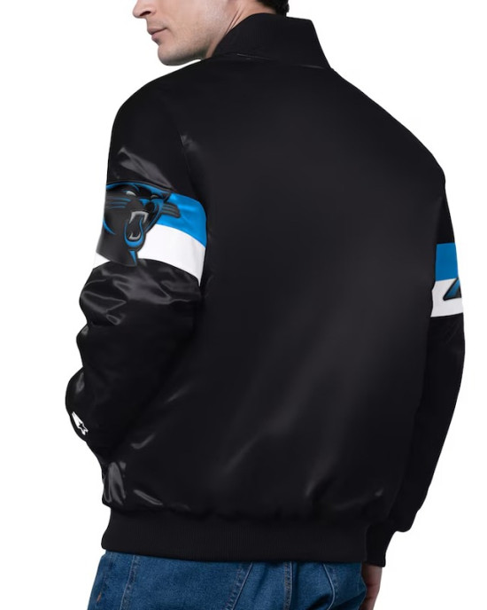 Carolina Panthers Triple Option Varsity Satin Jacket