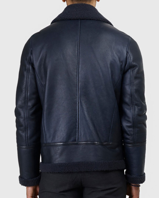 Carter Men’s Blue B-3 Bomber Leather Jacket Carter Men’s Blue B-3 Bomber Leather Jacket
