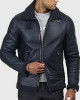 Carter Men’s Blue B-3 Bomber Leather Jacket Carter Men’s Blue B-3 Bomber Leather Jacket