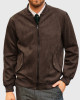 Carter Mens Dark Brown Bomber Suede Leather Jacket