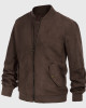 Carter Mens Dark Brown Bomber Suede Leather Jacket