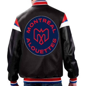 CFL Montreal Alouettes Full-Zip Black Varsity Leather Jacket