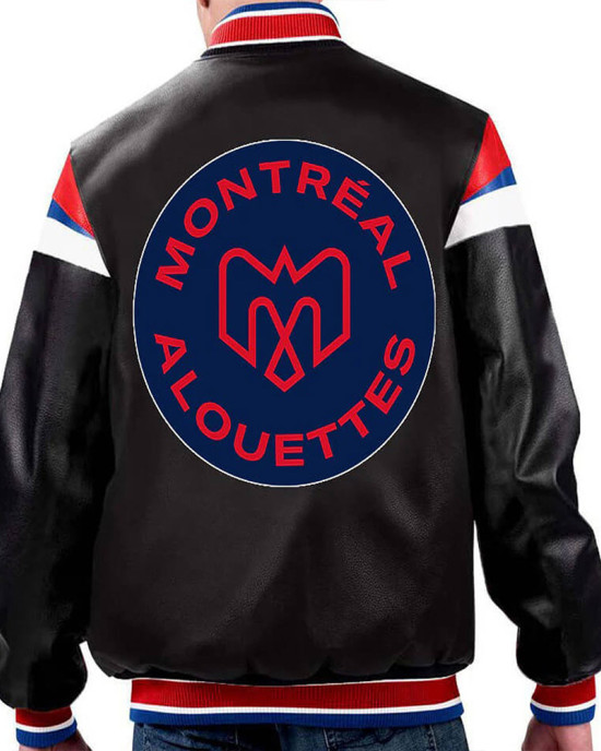 CFL Montreal Alouettes Full-Zip Black Varsity Leather Jacket CFL Montreal Alouettes Full-Zip Black Varsity Leather Jacket