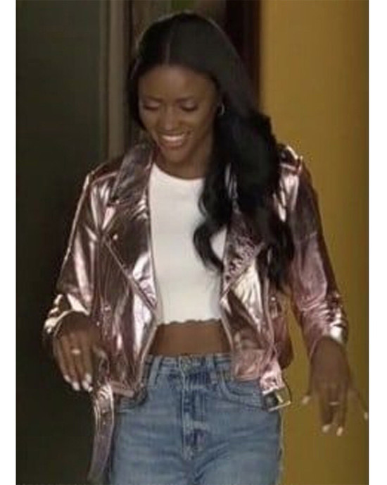 Charity Lawson The Bachelorette Rose Gold Leather Jacket
