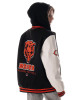 Chicago Bears Black and White Hooded Varsity Jacket