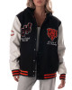 Chicago Bears Black and White Hooded Varsity Jacket