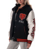 Chicago Bears Black and White Hooded Varsity Jacket