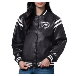 Chicago Bears High Heat Vegan Black Varsity Leather Jacket