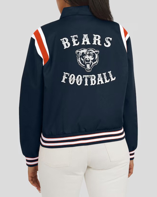 Chicago Bears Lightweight Navy Varsity Satin Jacket