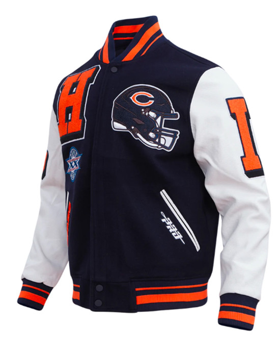 Chicago Bears Mashup Classic Rib Varsity Jacket Chicago Bears Mashup Classic Rib Varsity Jacket