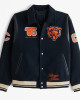 Chicago Bears Navy Varsity Bomber Wool Jacket