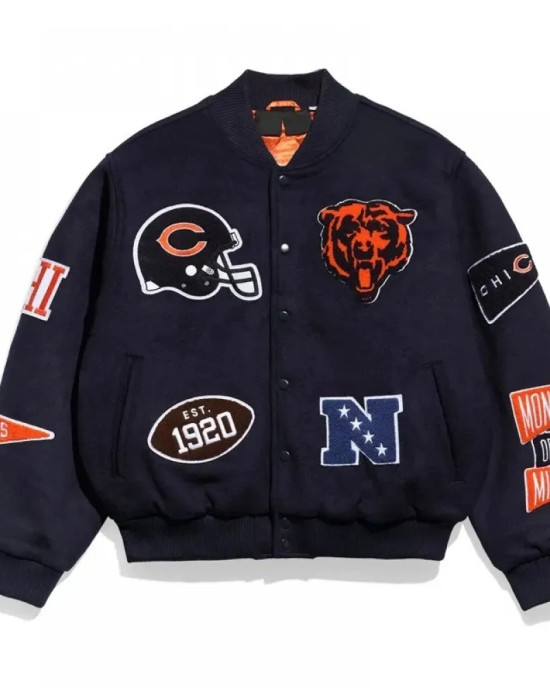 Chicago Bears Pennant Navy Varsity Wool Jacket Chicago Bears Pennant Navy Varsity Wool Jacket