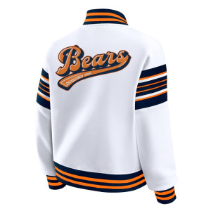 Chicago Bears Snap Front White Fleece Jacket