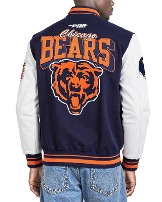 Chicago Bears Team Badge Classic Rib Varsity Jacket