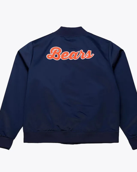 Chicago Bears Throwback Graphics Navy Satin Jacket
