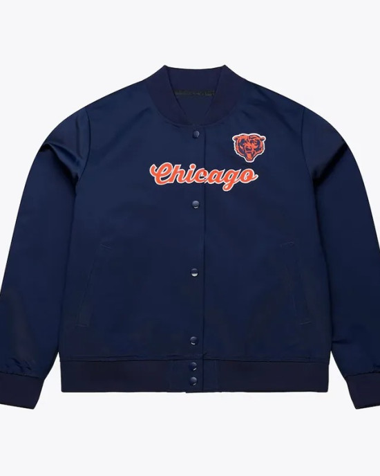 Chicago Bears Throwback Graphics Navy Satin Jacket