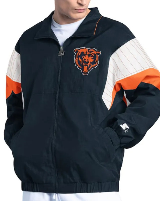 Chicago Bears Yard Line Navy Full-Zip Jacket Chicago Bears Yard Line Navy Full-Zip Jacket