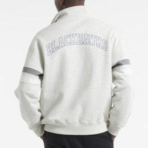Chicago Blackhawks Leafs Heather Gray Striped Fleece Jacket