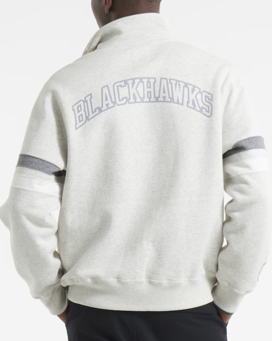 Chicago Blackhawks Leafs Heather Gray Striped Fleece Jacket Chicago Blackhawks Leafs Heather Gray Striped Fleece Jacket