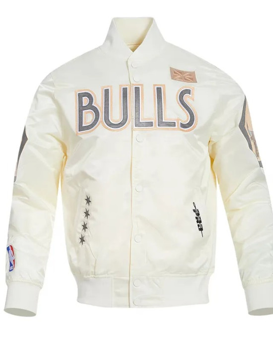 Chicago Bulls 2024/25 City Edition Chenille Cream Satin Jacket Chicago Bulls 2024/25 City Edition Chenille Cream Satin Jacket