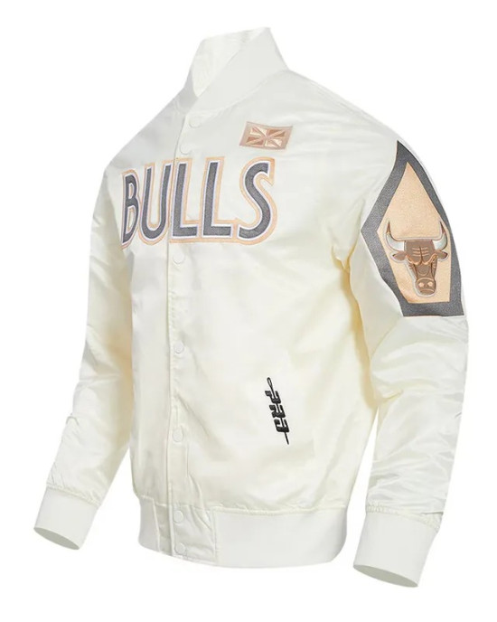 Chicago Bulls 2024/25 City Edition Chenille Cream Satin Jacket Chicago Bulls 2024/25 City Edition Chenille Cream Satin Jacket