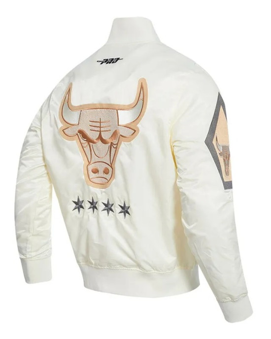 Chicago Bulls 2024/25 City Edition Chenille Cream Satin Jacket Chicago Bulls 2024/25 City Edition Chenille Cream Satin Jacket