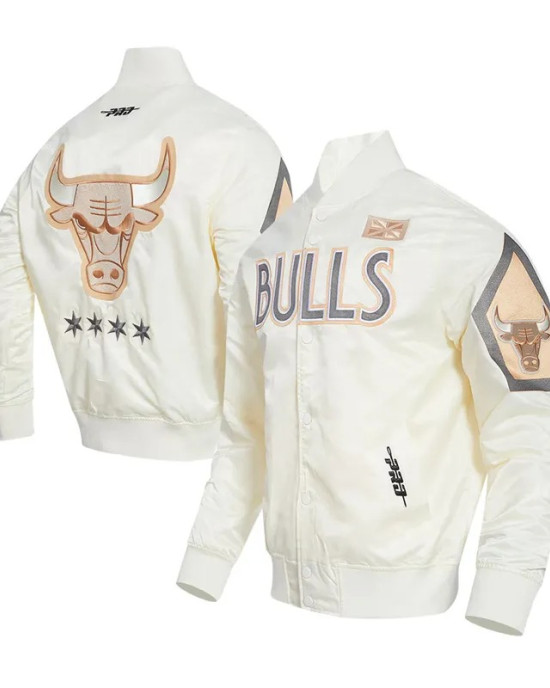 Chicago Bulls 2024/25 City Edition Chenille Cream Satin Jacket Chicago Bulls 2024/25 City Edition Chenille Cream Satin Jacket