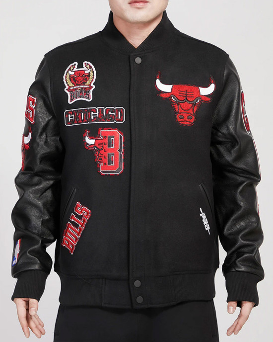 Chicago Bulls Animal Patches Varsity Jacket Chicago Bulls Animal Patches Varsity Jacket